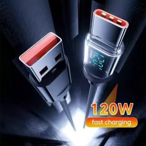 OLAF | Cáp USB Type C 120W Tích Hợp Màn Hình Hiển Thị Kỹ Thuật Số Sạc Nhanh Siêu Tốc Dành Cho iPhone 15 16 17 Huawei Xiaomi Chất Liệu Bện
