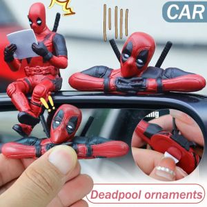 3Pcs Deadpool Model Car Ornament Dashboard Rearview Mirror Anime Character Statue Avengers Collection Figures Decoration Superhero Toy