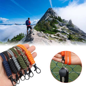 48cm Paracord Keychain Braided Lanyard Emergency Survival Backpack Rope Outdoor Rock Climbing Metal Clip Phone Anti-lost Rope