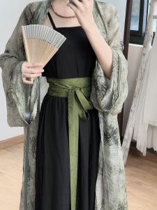 New Chinese Style Womens Hanfu Song Dynasty Long Shirt Loose Summer Fashion Polyester Composite Fiber Traditional Costume