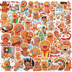50PCS Christmas Gingerbread Man Stickers Decor Stickers For Scrapbook Notebook Cup Phone Case Stationery Calssroom Decoration