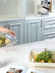 Alby Mart Food Tray Nampan Saji | Transparan Aesthetic Dengan Tutup Wadah Buah | Tempat Roti Wadah Saji Tray Makanan
