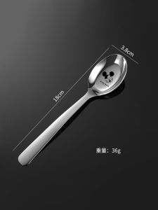 Food Grade 304 Stainless Steel Spoon Household Childrens Fruit Small Spoon Adult Flat Cartoon Baby Cutlery Spoon
