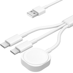 Cáp Sạc Từ Tính 3 Trong 1 USBC/USBA Đế Sạc Không Dây Đa Năng Cho iWatch S10 SE Ultra AirPods Pro - Sạc Điện Thoại & Đồng Hồ