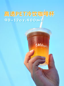 Takeaway Rice Field Coffee Cold Drink Cup Transparent PET 360ml-400ml 90oz Disposable Ice Cup for Outdoor Picnic Travel