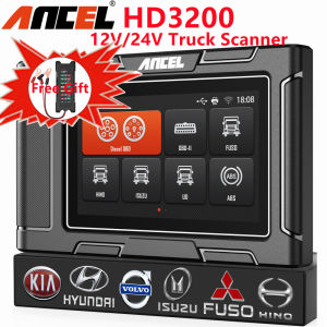 ANCEL HD3200 PRO 12V 24V Truck Scanner OBD2 Scanner Full System Heavy Duty Truck Diagnostic Tool 24V Diesel Scanner Check Engine Code Reader & Scan Tools Diesel Common Rail Diagnosis Tool Wifi Truck Scanner Odb 2 Scanner Car Diagnostic Tool PK Launch X431