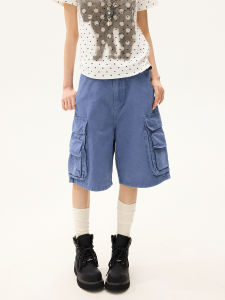 Vintage Multi-Pocket Workwear Loose Wide-Leg Five-Piece Pants