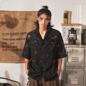 Advanced Design Hollow out Embroidery Cuban Collar Short Sleeve Mens Style Casual Half Sleeve Shirt Jacket Breathable Cotton Polyester Blend Summer Wear