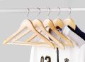 (5 PCS) HIGH QUALITY WOODEN HANGER CLOTHES HANGERS WOOD HANGERS. 