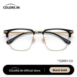 Colore.in | Semi-rimmed Ultra-light Titanium Mens Myopia Glasses Frame
