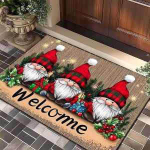 VIKAMA Christmas Reindeer Cute Entrance Door Carpet Water-Absorbing And Wear-Resistant Bathroom Carpet Home Decoration