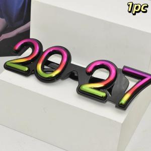 *2027New Year Glasses 2027 Number Happy Diamond Glitter Sunglasses Cosplay Prop Xmas Party Decoration