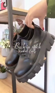 Docmart RACHEL Sepatu Wanita Boots Hitam Kulit Glossy & Matte Black
