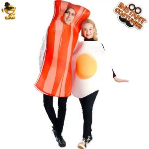 Halloween Men and Women Couple Poached Egg Bacon Party Costume Funny Gourmet Cosplay Costume