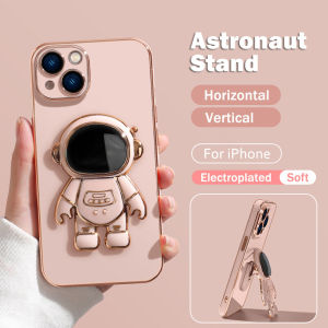 CrashStar Plating Soft Phone Case With Cute Astronaut Stand For Samsung Galaxy Note 20 Ultra S25 S24 S23 S22 S21 Ultra Plus + S20 FE A54 A34 A14 A73 A53 A33 A13 A72 A52 A32 5G A12 A21S A31 A71 A51 4G A16 A06 A55 A35 A15 A05S Shockproof Phone Casing Cover