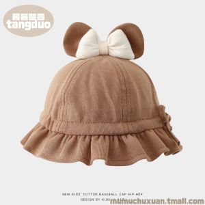 Princess Style Baby Girls Spring Autumn Fishing Cap Breathable Lace Trimmed Hat Adjustable Elastic Band Soft Brim Hat