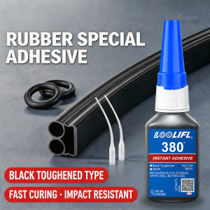 LOOLIFL 380 Black Instant Super Glue Rubber Special Adhesive Resistant Glue for Rubber Strip Gasket Ring Repair Industrial Use