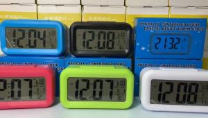 JUNE นาฬิกาปลุก นาฬิกาปลุกดิจิตอล LED นาฬิกาตั้งโต๊ะ