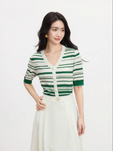 Koradior | Vintage Striped Summer Breathable Ice Silk Knit Top