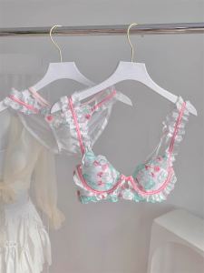 French Style Lace Embroidery Bralette Prevents Sagging Thin Design Summer Collection Womens Underwear Set Sweet Pure Desire