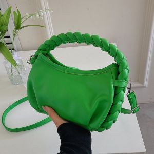 Fashionable Twisted Striped Womens Crossbody Bag Korean Style Solid Color Versatile Adjustable Single Shoulder Bag Handbag