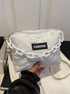 Fashionable Ladies Handbag 2024 New Spring Soft Nylon Shoulder Crossbody Bag with Chain Handle Korean Style Leisure Purse