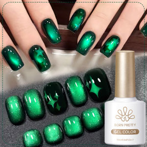 BORN PRETTY 10ml Green Glass Bead Cat Magnetic Gel Polish Ultra Shine Semi-Permanent Soak Off UV Gel Manicue Nail Art Varnish