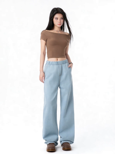 Womens high waist loose jeans 2025 model high quality denim fashion versatile Korean jeans