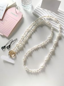 Luxurious Long Pearl Beaded Phone Strap Crossbody Anti-Loss Clip Mobile Phone Chain Pendant Fashionable Digital Accessories