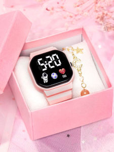 Childrens Birthday Gift Watch Waterproof Electronic Time Only for Girls Kindergarten Students Square Digital Display Silicone Strap