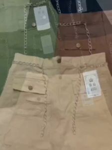 🍒🍒🍒chân váy kaki vạt bầu phối túi tặng kèm dây nịt có may quần trong utrrb