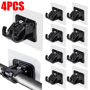 Nail-Free Curtain Rod Bracket Hook Plastic Self Adhesive Curtain Pole Holder Hanging Mount Towel Fixing Hooks Home Accessory