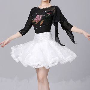 New Latin Dance Short Skirt Womens Spring and Summer Swing Skirt Square Dance Three Steps Dance Costume Jitterbug Dance Skirt
