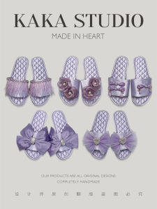 Dép Nữ Mùa Hè Bằng Vải Satin Màu Tím Hoa Cỏ Hoa Thắt Nút Bướm Chống Trượt Dép Đi Trong Nhà Thoải Mái Thoáng Khí