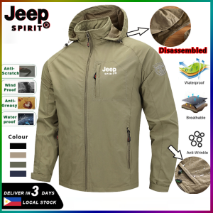 【2-3 days arrive!!!】Jeep Spirit Men Military Waterproof Riding Tactical Outerwear hoodie Windbreaker Jacket (M-4XL)