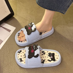 Adorable Cat Print Slippers Womens Summer Outdoor Indoor Bathroom Anti-Slip Thick Bottom Roman Style Flat Heel Cute Slip-On Sandals