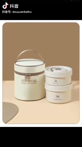 304 Stainless Steel Bento Box for Lunch Portable Insulated Food Container Set with Thermal Lunch Box 2 Separate Stackable Lunch Container for Kids Men Women