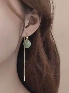 Hetian Jade Hanging Earrings 2024 New Arrival Tide Fancy Elegant Ear-Caring Chinese Style Safety Buckle Earrings Female Summer