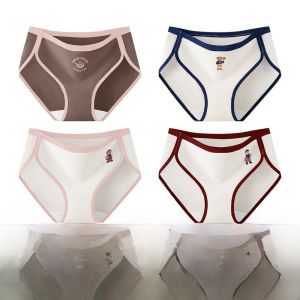 miiow | Antibacterial Cotton Underwear Womens Mid-Waist Triangle Shorts Cute Bear Pattern Comfortable Breathable Spring Fashion