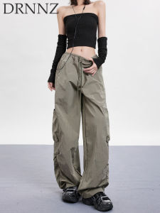 Quần Ống Rộng Ống Đứng Nhanh Khô Cho Nữ Mùa Hè 2024 Quần Leo Núi Phong Cách Đường Phố Mỹ Có Dây Rút Quần Dài Thường Ngày