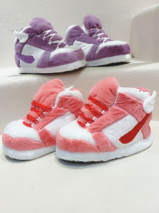 Cặp Đôi Ngộ Nghĩnh Mới Cotton Vải Bông Dép Đầy Đặn Ấm Áp Nhà Mùa Đông Thời Trang Da Lông Thú Giả Dép Heattech Đại Học Đế Cao Su Phong Cách Chất Liệu Da Lộn