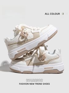 Warrior | Casual Khaki Womens Sneakers Spring Autumn New Style Versatile Student Flat Heel Round Toe Synthetic Leather Inner Material