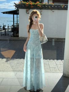 CHANGTONG | Beach Resort Style Floral Halter Dress