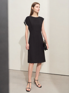 AMII | Stylish Workwear Asymmetric Color Block Dress With Waist Cinching