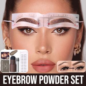 Head-Mounted Eyebrow Card Stamp Eyebrow Powder Set Eyebrow Stamp Stick Eyebrow Powder Set Waterproof Long Lasting Tint Lasting Natural