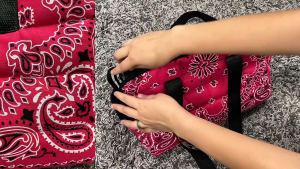 Pupkits Bandana Print Pet Carrier | Soft Cotton Blend Dog & Cat Carrier with Safety Hook | Stylish Travel Bag