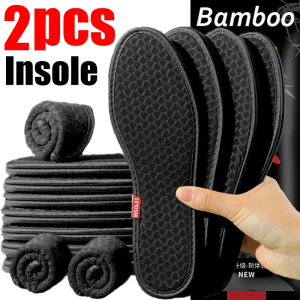 2Pcs Bamboo Charcoal Deodorant Insoles Mesh Breathable Shoe Pads Sports Shoes Antibacterial Insert Insoles Absorb-Sweat Insole for Men
