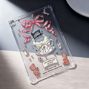 Crystal Clear Tablet Case for Samsung Galaxy Tab S9 S10 FE A9 A11 S7 S8 Plus Cover Retro Chinese Vibe Ink Wash Texture Covers