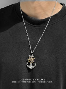 Rotating Snake Bone Short Necklace Pendant Titanium Steel Anchor Design Fashion Jewelry for Men And Women Trendy Accessory