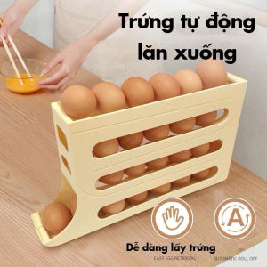 Khay đựng trứng 4 tầng lăn tự động để tủ lạnh thông minh tiện lợi tiết kiệm không gian